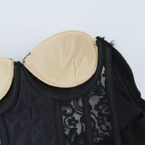 Victorias Secret 34B strapless longline bustier bh korset zwart kant gouden label afbeelding 11
