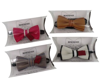 Bownifide by Christopher Martin Exotic Leather Bowtie Collection NEW One Size OS