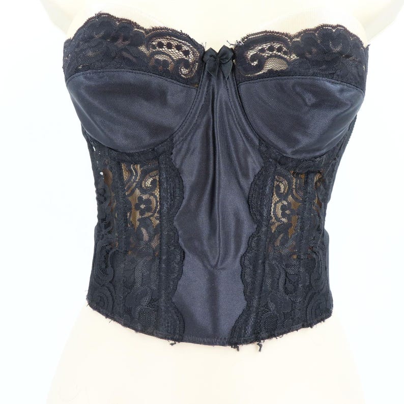 Victorias Secret 34B strapless longline bustier bh korset zwart kant gouden label afbeelding 4