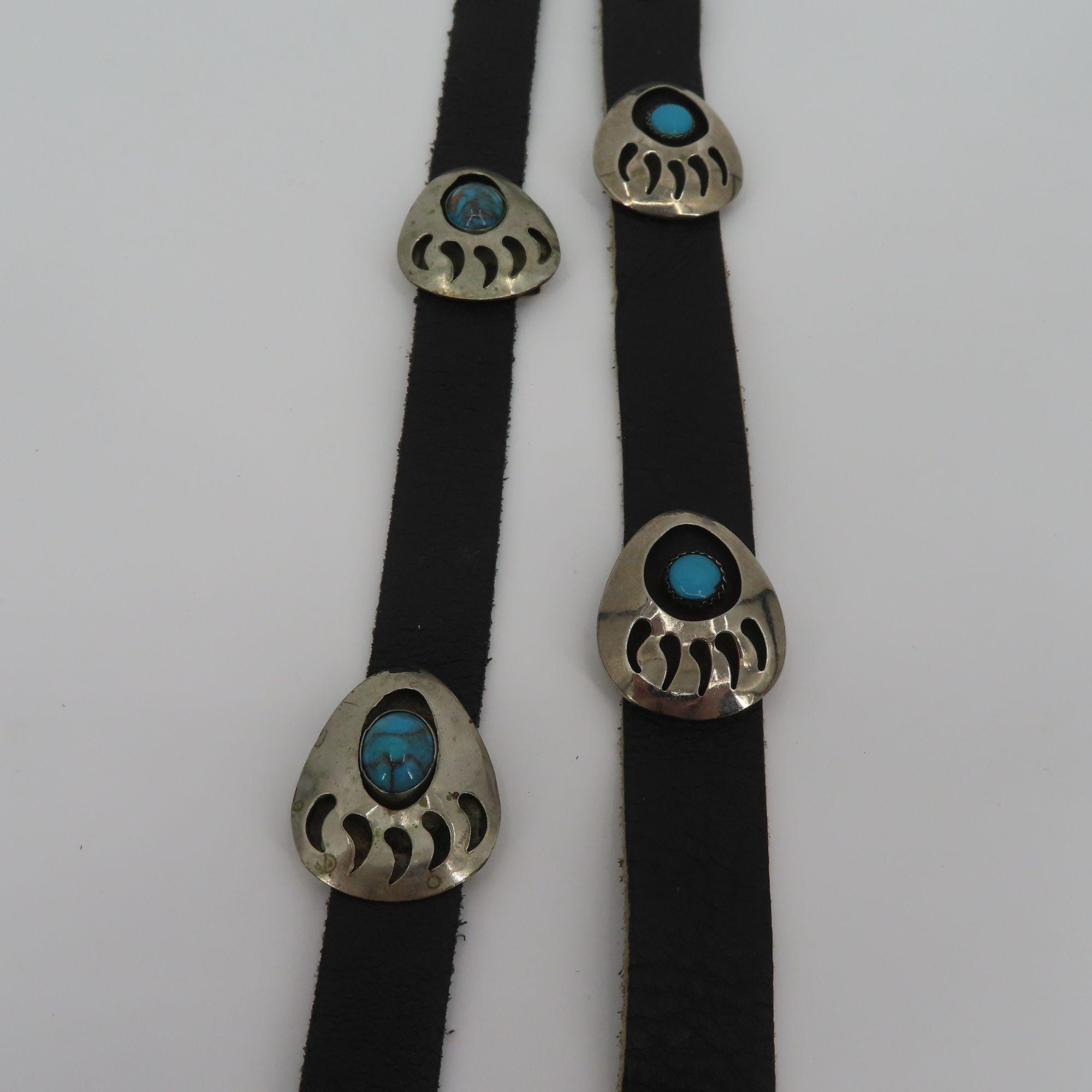 VTG Navajo Bear Paw Shadow Box Concho Belt 60in Long Silver  display picture 2