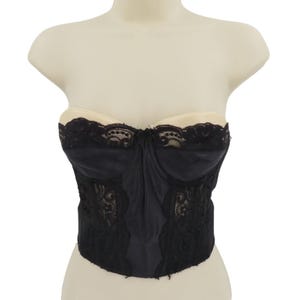 Victorias Secret 34B strapless longline bustier bh korset zwart kant gouden label afbeelding 1