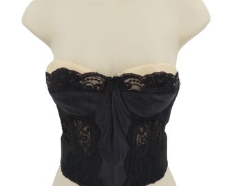 Victorias Secret 34B Strapless Longline Bustier Bra Corset Black Lace Gold Label