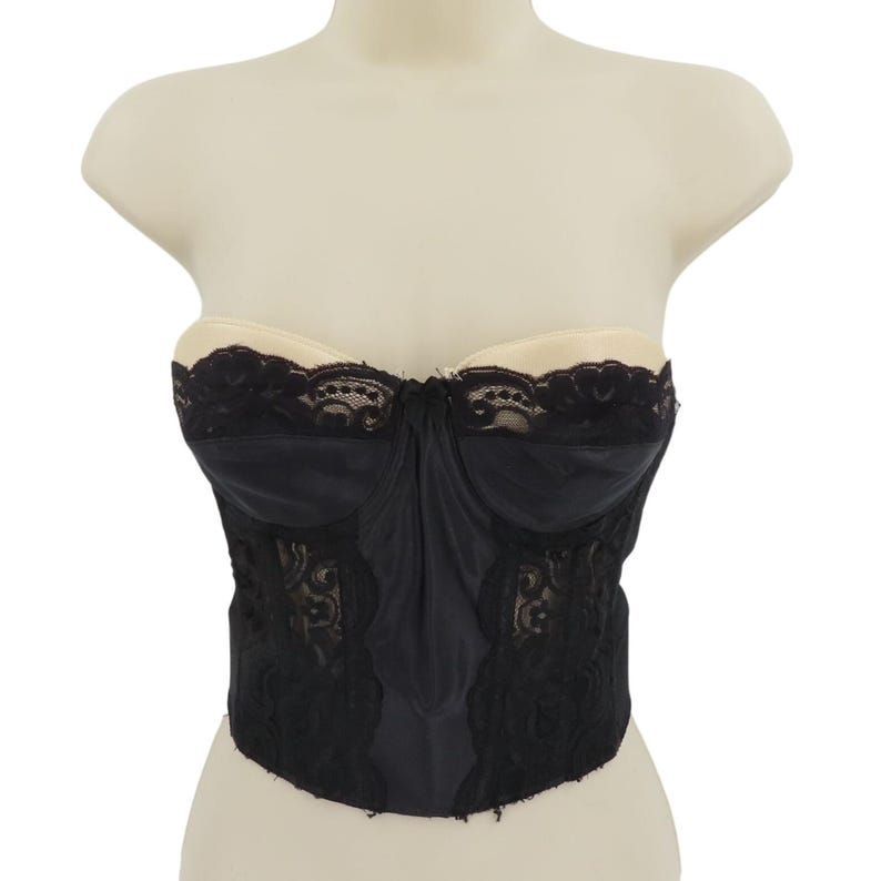 Victorias Secret 34B strapless longline bustier bh korset zwart kant gouden label afbeelding 1