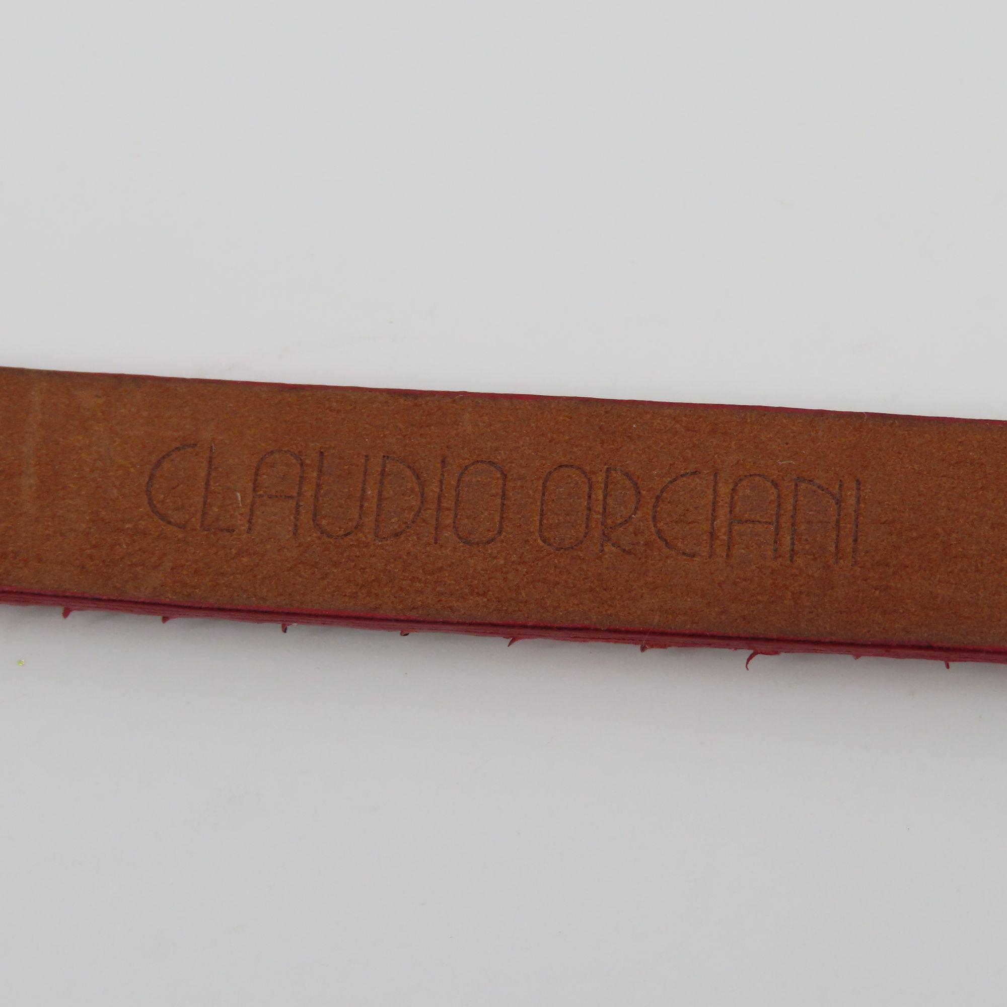 Claudio Orciani Women 80cm Red Genuine Snake Skin Rhinestone Buckle Skinny Belt Vintage Anne Klein for Calderon Red Snakeskin | Mercari main image 3