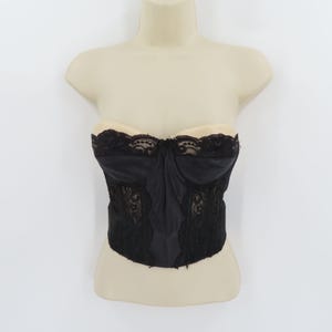 Victorias Secret 34B strapless longline bustier bh korset zwart kant gouden label afbeelding 15