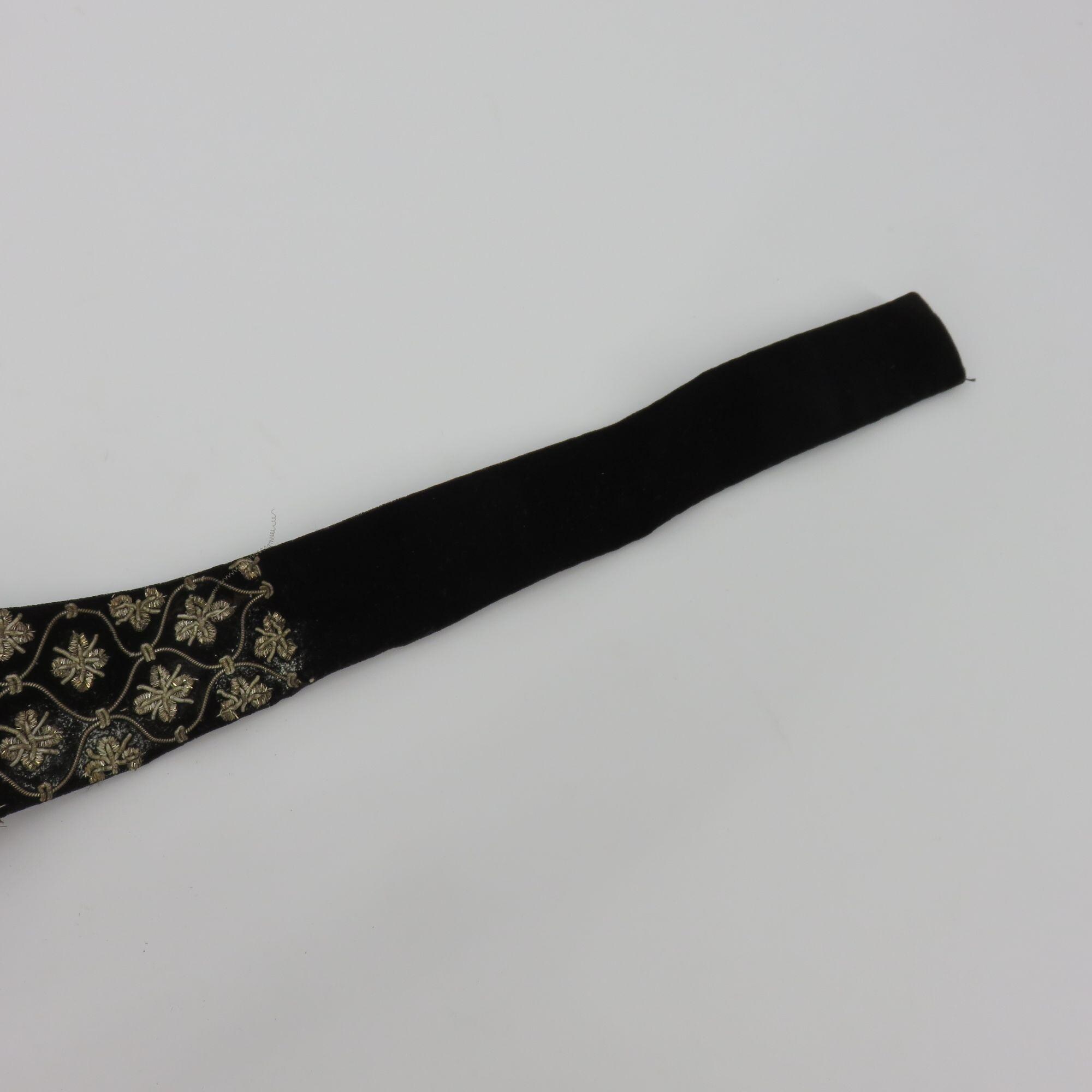 Antique India Metal Wire Embroidered Butterfly Moth Black Velvet Belt Waist Band Antique India Metal Wire Embroidered Butterfly Moth Black  main image 3