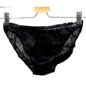 Vintage Small Solid Black Bikini Style Nylon Panty Low Rise Semi