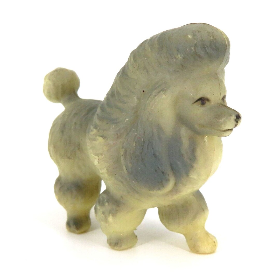 Standard Poodle Show Dog Miniature Figurine Statue Gray Cream