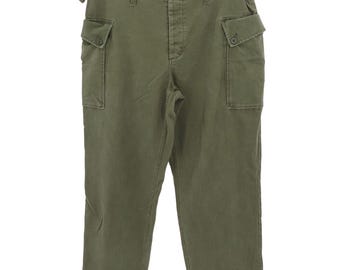 Spodnie Gap Mens 36x32 Cargo Green Wide Leg Utility z kieszeniami na guziki Y2K 2002