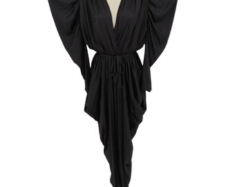 VTG Fantasy Women One Size OSFM Black Wing Shoulder Bodysuit One Piece Jumpsuit