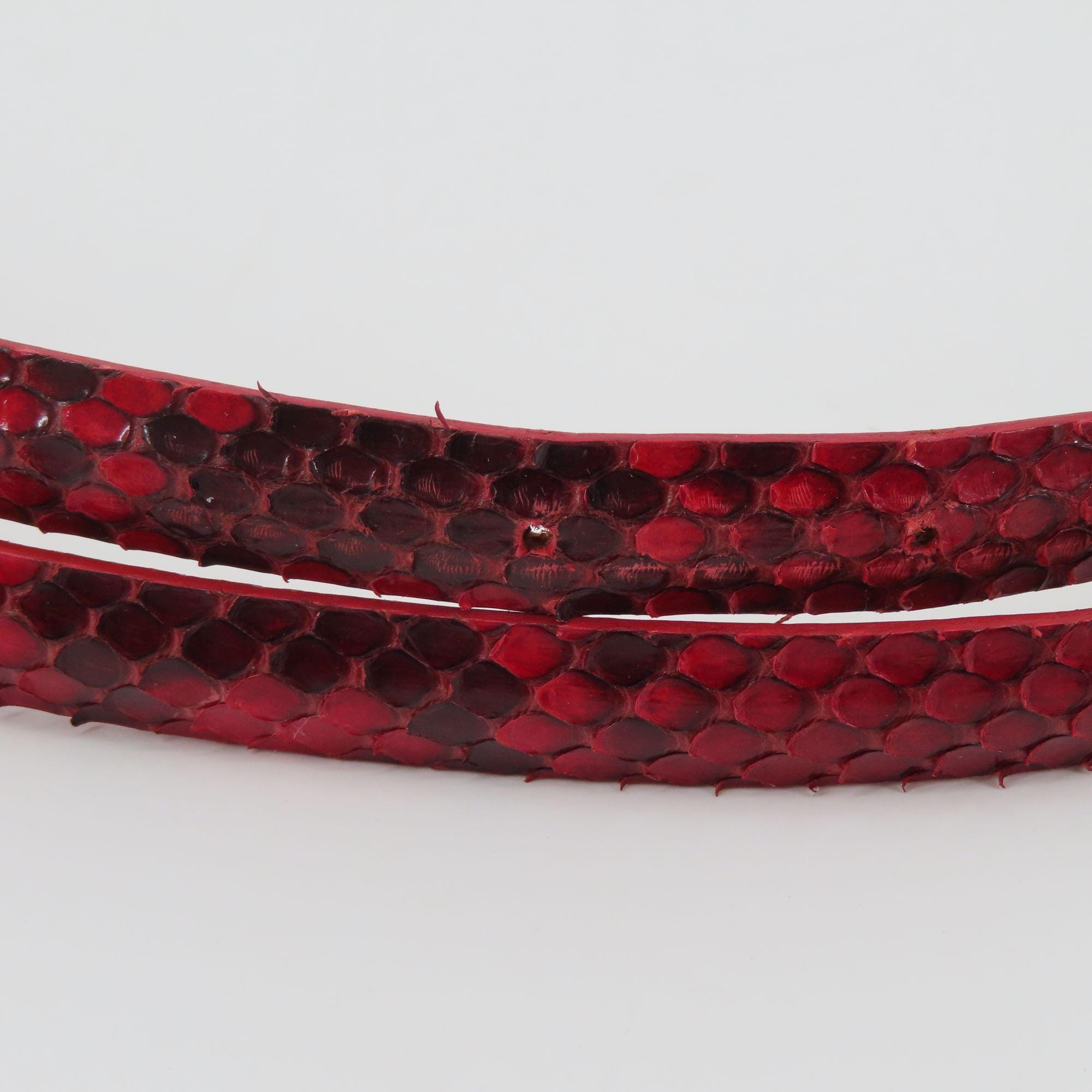 Vintage Claudio Orciani Genuine Snake Suede Belt Size 28 Red Rhinestones NEW Claudio Orciani Women 80cm Red Genuine Snake Skin Rhinestone  main image 2