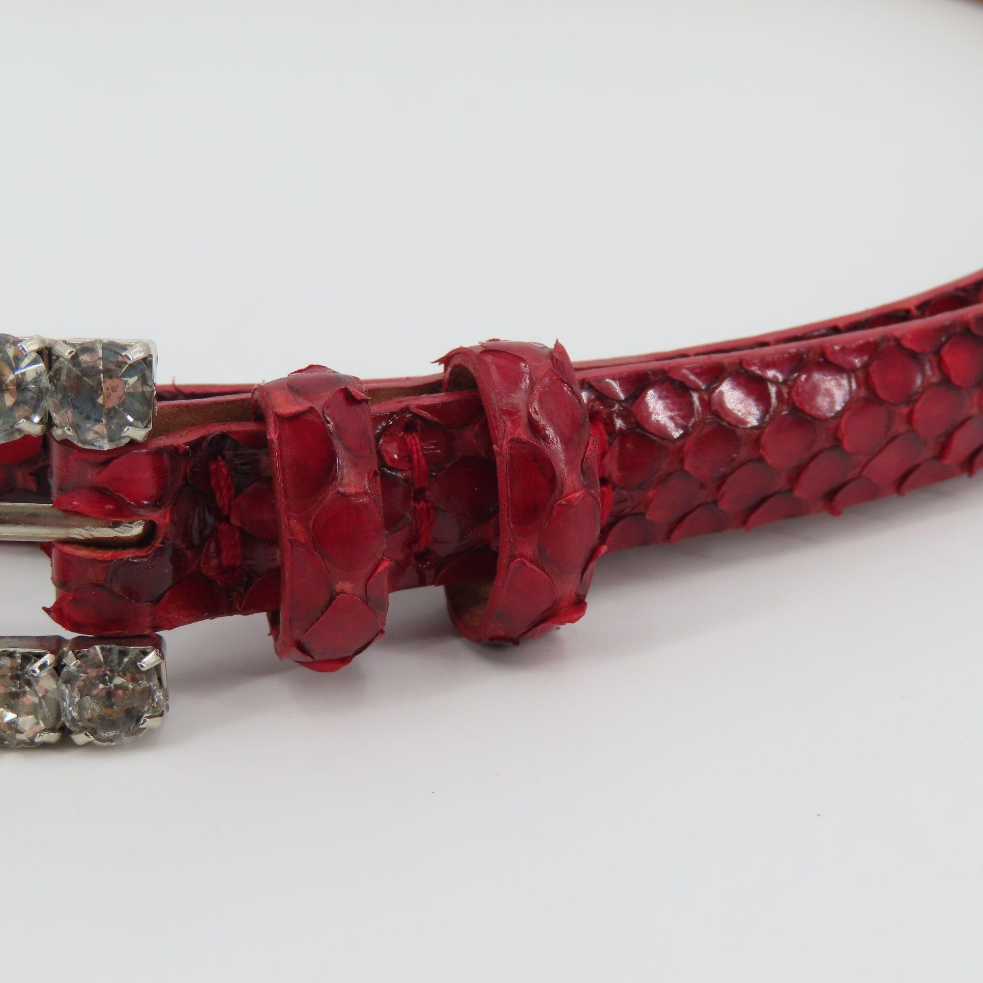 Claudio Orciani Women 80cm Red Genuine Snake Skin Rhinestone  display picture 3