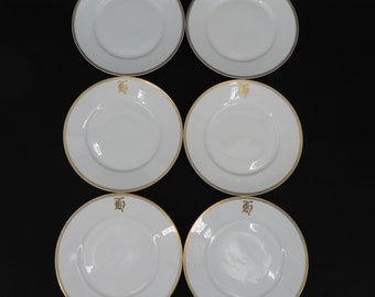 Hutschenreuther Selb Bavaria Set of 6 Monogrammed G Initial Plates 8.5in Vintage