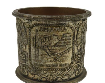 VTG Arizona Silver Tone Metal Shot Glass Souvenir Cup AZ State Travel Retro