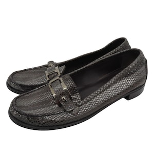 VTG Stuart Weitzman Women 9.5 SS Black Leather Loafers Slip On Shoes Style 19265