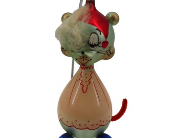 Antique De Carlini Mouse Christmas Ornament Italy Multicolor Glass Italian Bulb