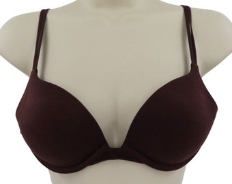 Victorias Secret 34A Bra Push Up Solid Brown Underwire Padded Y2K Holiday 2004