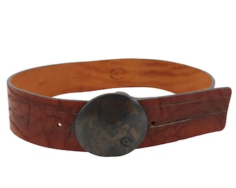 Just Cavalli Women 34 Brown Leather Wide Belt Boho Western Italy Roberto Cavalli