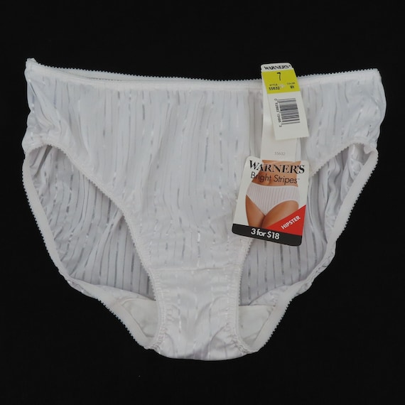 Warners Bright Stripes Womens 7 Hipster Solid White Striped 55632 Panty NEW  -  Canada