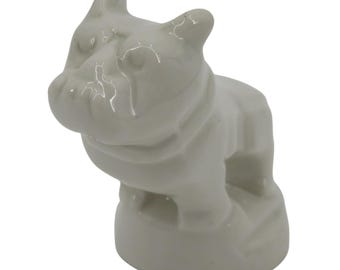 VTG White Ceramic Mack Truck Dog 2.65in Statue Figurine Bulldog Trucking Mascot