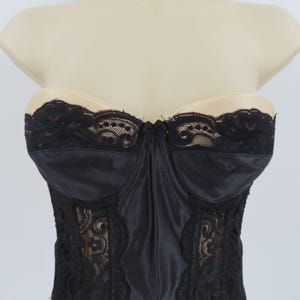 Victorias Secret 34B strapless longline bustier bh korset zwart kant gouden label afbeelding 3