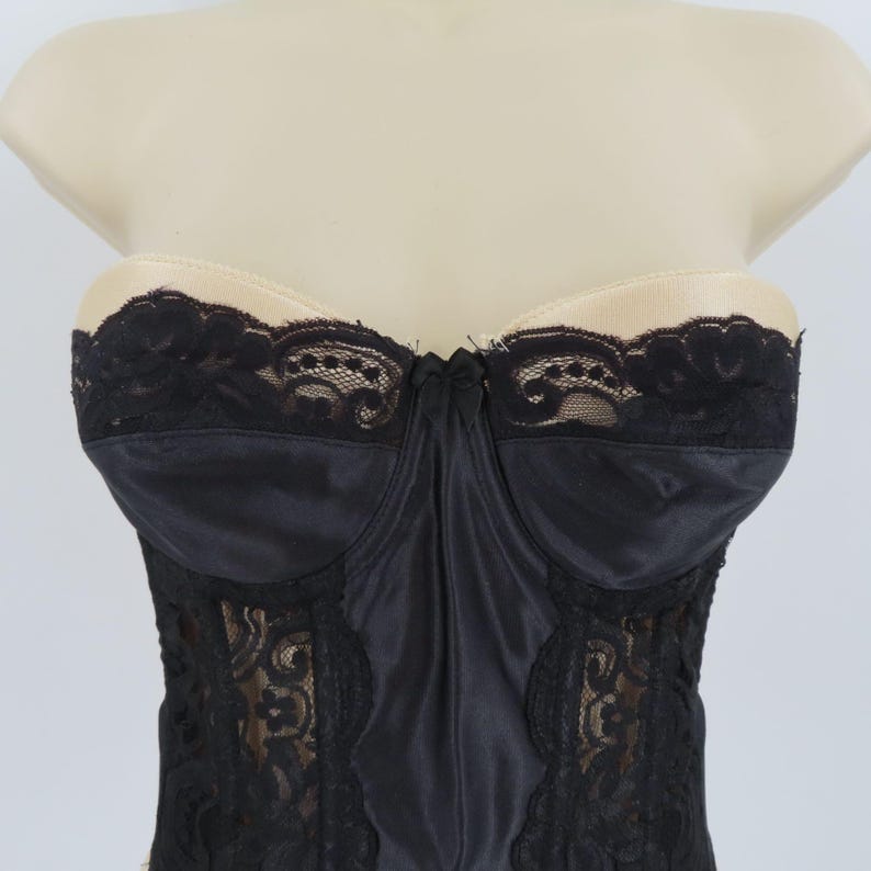 Victorias Secret 34B strapless longline bustier bh korset zwart kant gouden label afbeelding 3