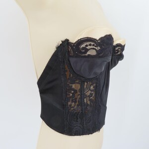 Victorias Secret 34B strapless longline bustier bh korset zwart kant gouden label afbeelding 2