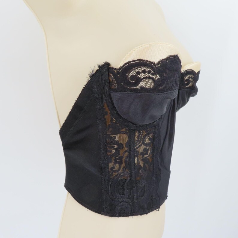 Victorias Secret 34B strapless longline bustier bh korset zwart kant gouden label afbeelding 2