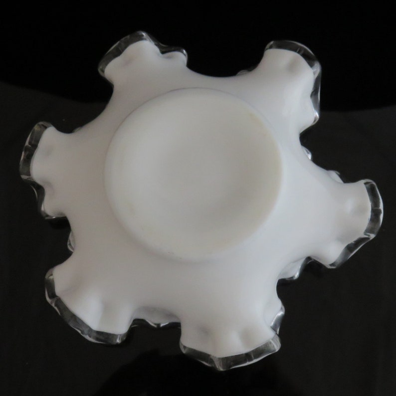 Vintage Fenton White Clear Ribbon Candle Holder Candy Dish Etsy