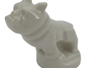 VTG White Ceramic Mack Truck Bulldog Dog 2.6in Statue Figurine Trucking Mascot