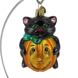 Adorno de calabaza de Halloween con forma de gato negro de Navidad del Viejo Mundo RETIRADO