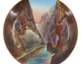 VTG Jonroth Studios Germany The Royal Gorge Colorado Hand Painted Souvenir Plate