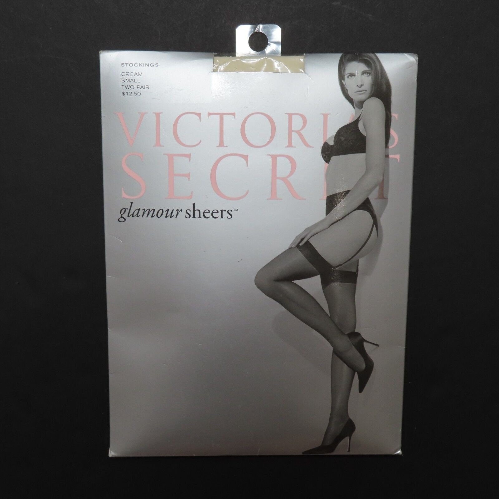 VICTORIA'S SECRET Signature Gold Luxury Opaque Control Top Panty Hose,  Black, Size A, Hosiery, Made in Italy, Nylon and Spandex, Vtg 90's 