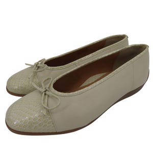 Bailarinas ARA para mujer, de piel de pitón beige, con punta y lazo, talla 3.5 UK 6 US, nuevas, sin caja