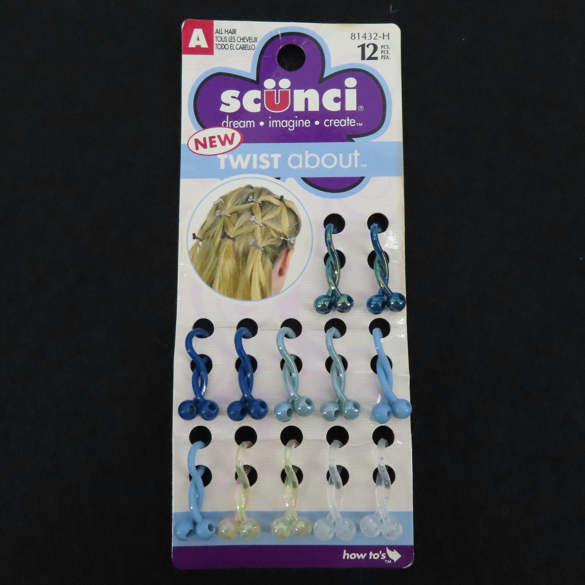 Y2K Scunci Twist About 12 Pieces Blue Clear Hair Bobble Accessories 2003 NEW