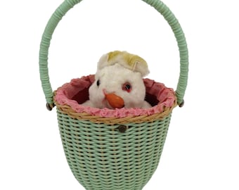 Max Carl W Germany Easter Bunny Rabbit Basket Wind Up Toy Carrot Nose Antique
