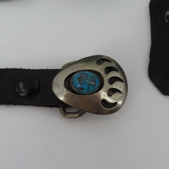 VTG Navajo Bear Paw Shadow Box Concho Belt 60in Long Silver 