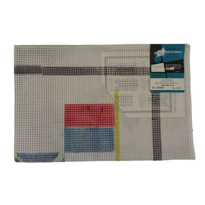 VTG Bernat No Frame Rug Pattern Welcome Flag 3345 Rug Size 35x53in Finished NEW