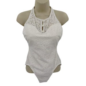 Traje de baño de una pieza de encaje blanco para mujer de Fredericks of Hollywood, talla 8, VTG, nuevo, sin etiquetas