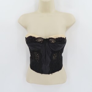 Victorias Secret 34B strapless longline bustier bh korset zwart kant gouden label afbeelding 16