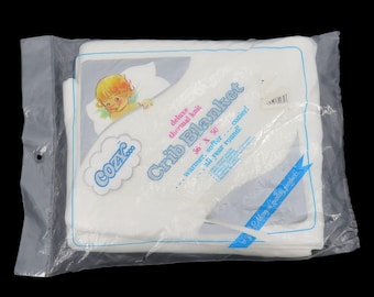 VTG Baby Morgan Deluxe Thermal Knit Crib Blanket Solid White 1984 NEW Open Pack