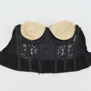 Victorias Secret 34B strapless longline bustier bh korset zwart kant gouden label afbeelding 8