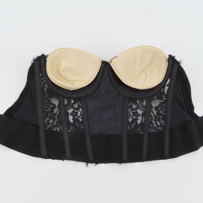 Victorias Secret 34B strapless longline bustier bh korset zwart kant gouden label afbeelding 8