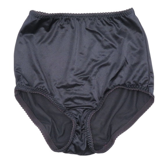 Vintage Vassarette Undershapers Womens Brief Panties Black Nylon