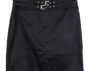Valerie Stevens 10P Petite 10 Double Skinny Belt Black Pencil Straight Skirt