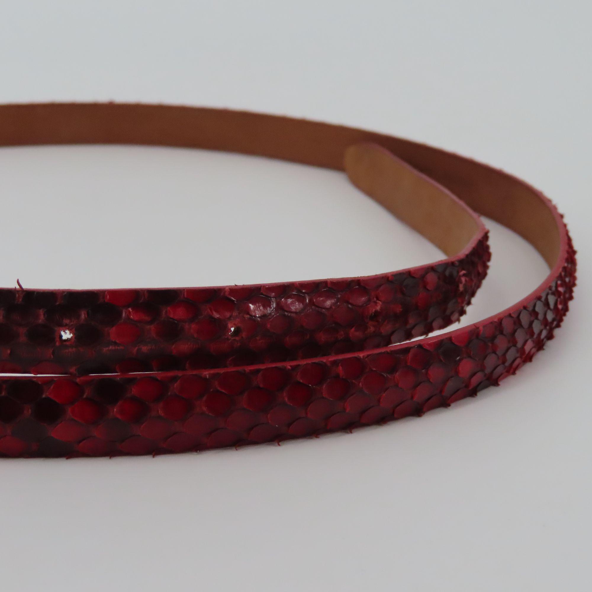 Claudio Orciani Women 80cm Red Genuine Snake Skin Rhinestone 