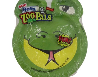 VTG Hefty 2001 Zoo Pals 24 Coated Paper Plates Animal Shapes Variety Pack NEW