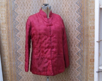 DARK RED Mandarin Collar Chinese Quilted Jacket Size Medium