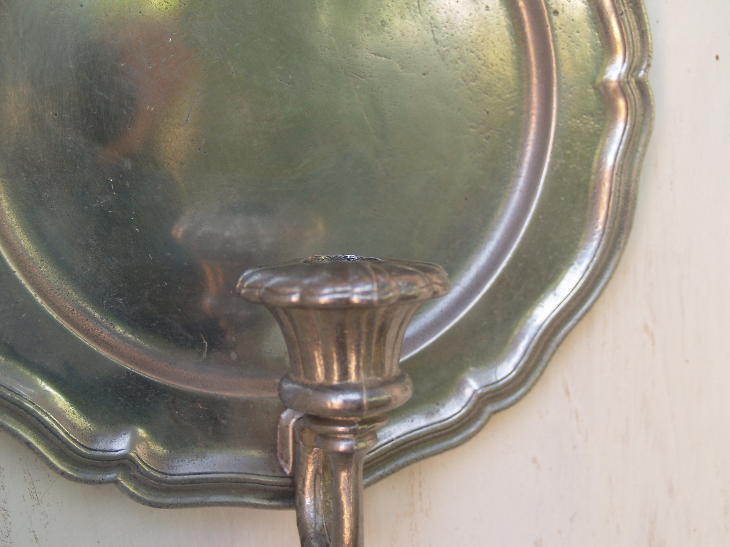 Vintage Pair of Pewter Candle Wall Sconces Etsy