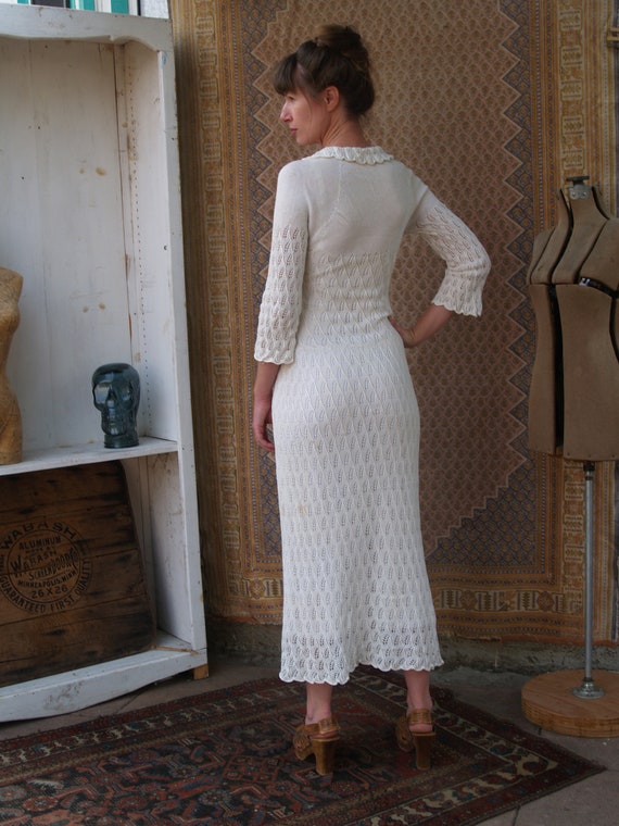 Open Knit Seventies Maxi Dress//Crochet Wedding D… - image 6